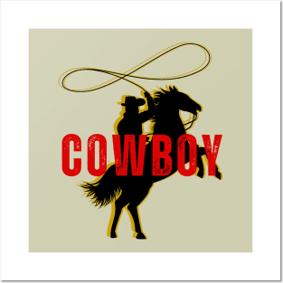 Silhouette Cowboy Posters and Art